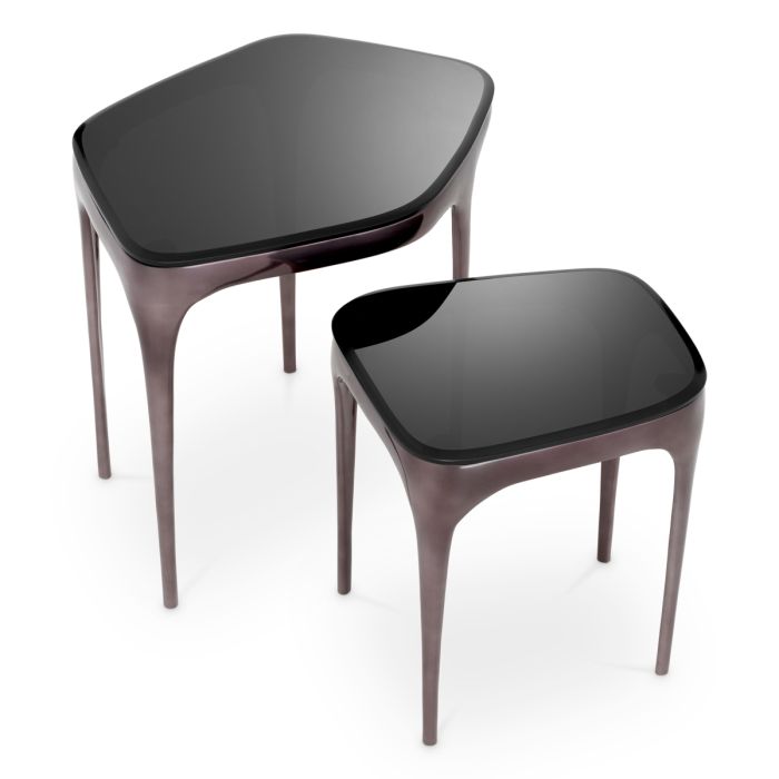 Table d'appoint dorée en verre fumé (lot de 2) | Eichholtz Deacon