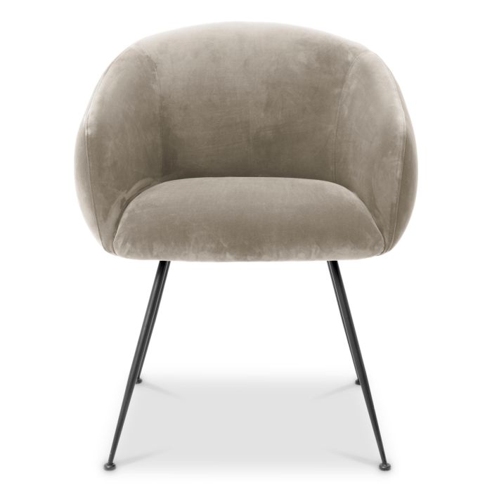 Chaise de salle à manger en velours greige | Eichholtz Elbury