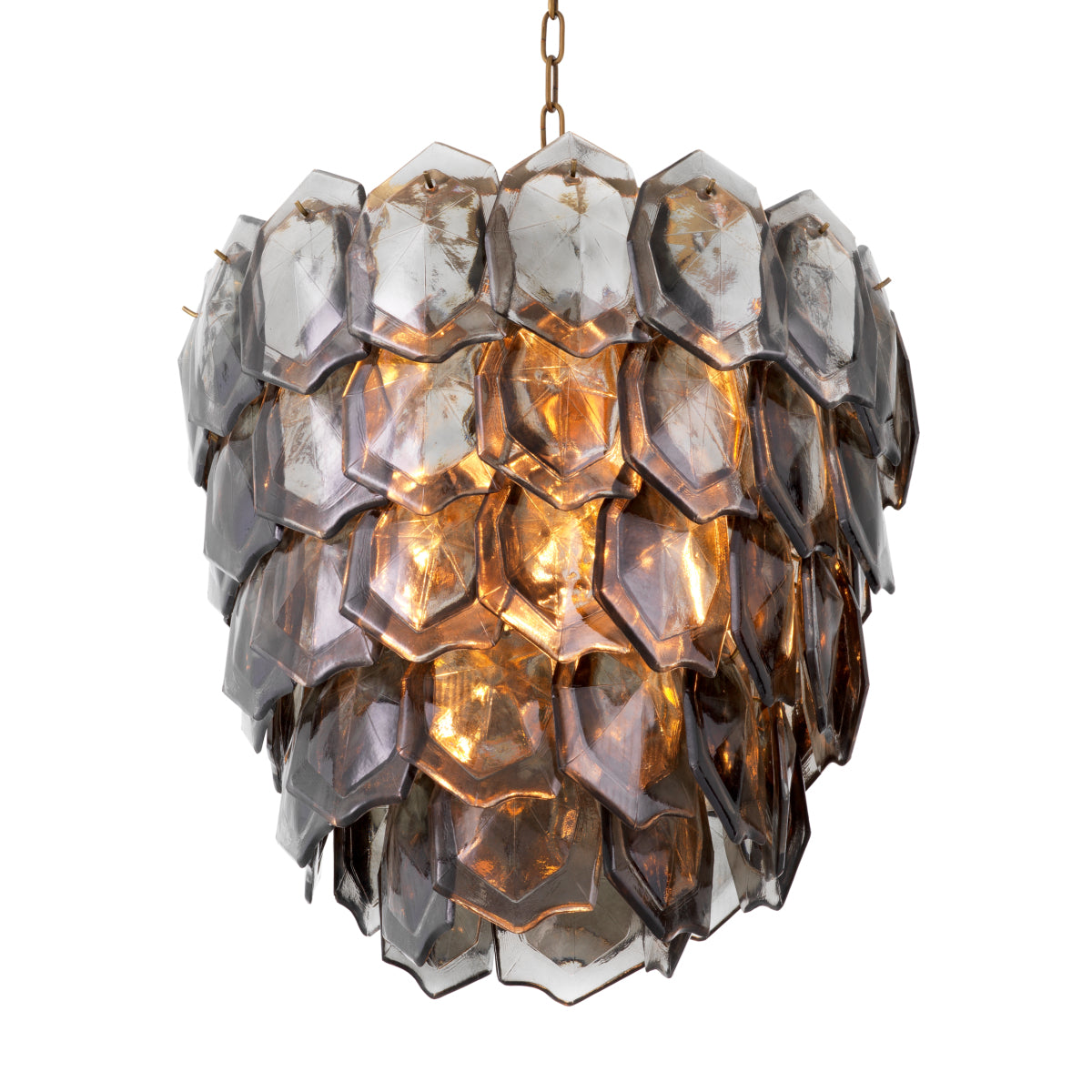 Chandelier en laiton vintage et verre fumé | Eichholtz Elias - vue d'ambiance | REMO-HOME