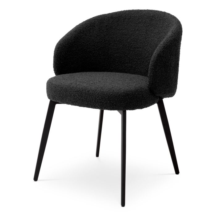 Chaise de salle à manger avec accoudoirs bouclé noir (lot de 2) | Eichholtz Lloyd