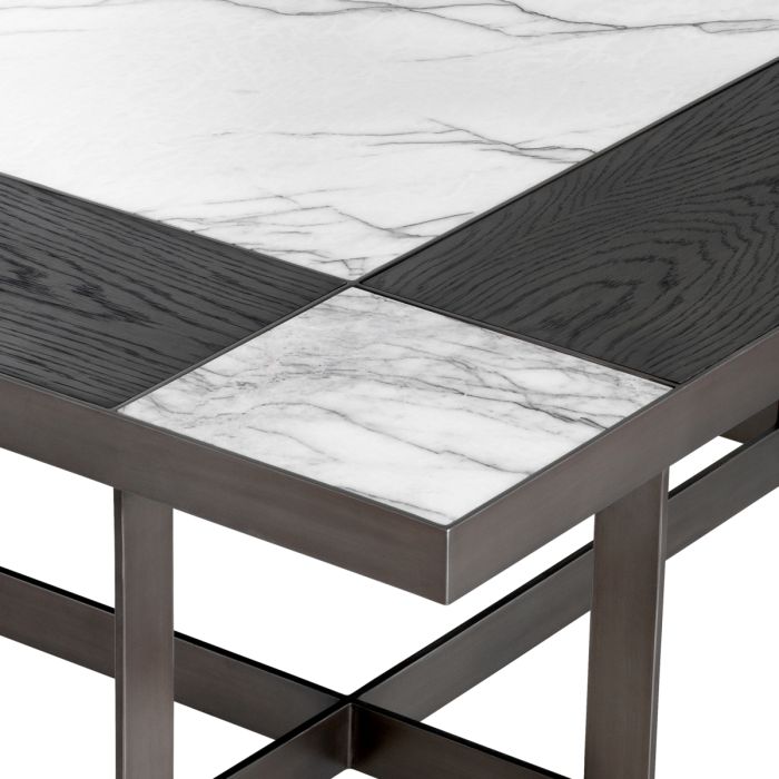 Table basse en chêne mocha et marbre blanc | Eichholtz Hermoza