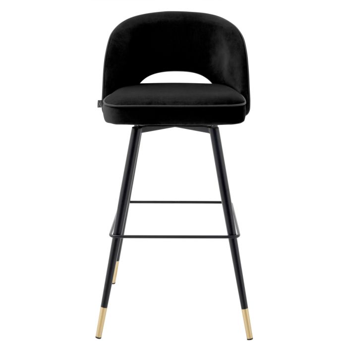 Chaise de bar en velours noir (lot de 2) | Eichholtz Cliff