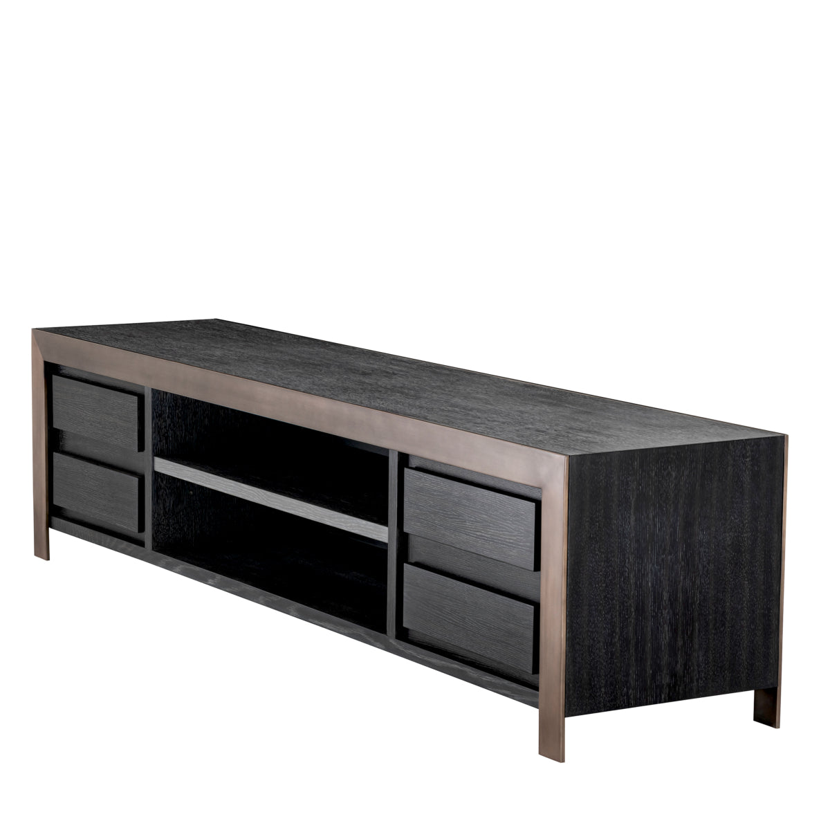 Meuble TV en chêne gris charbon et bronze | Eichholtz Talbot - vue d'ambiance | REMO-HOME