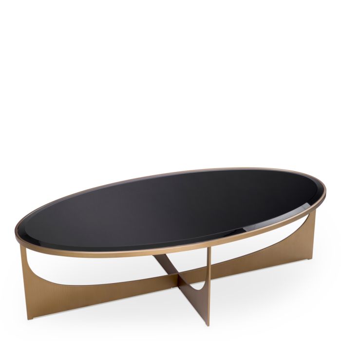 Table basse en laiton brossé et verre noir | Eichholtz Elegance