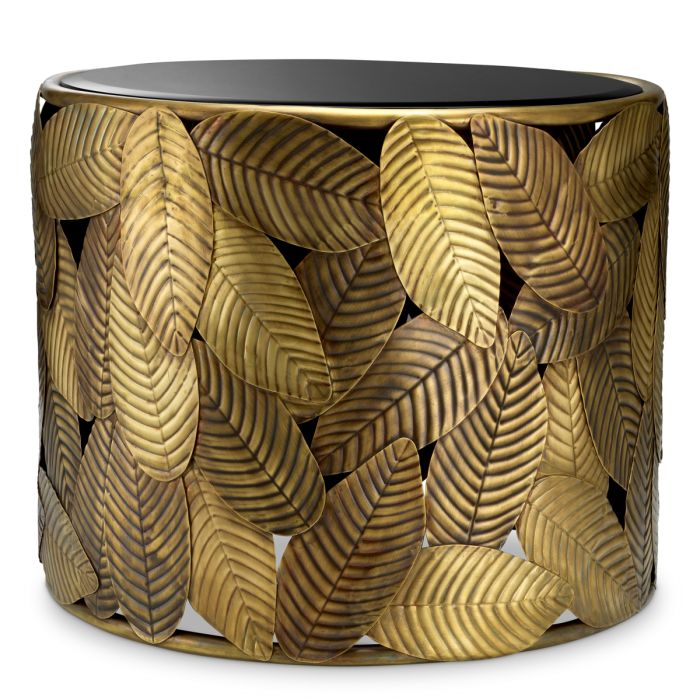 Table d'appoint dorée en verre noir | Eichholtz Botanico