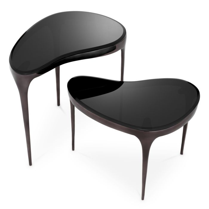 Table d'appoint en bronze et verre noir (lot de 2) | Eichholtz Zena