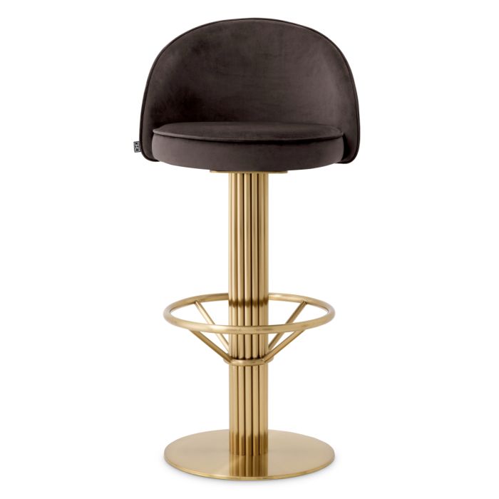 Chaise de bar en velours gris | Eichholtz Dorland