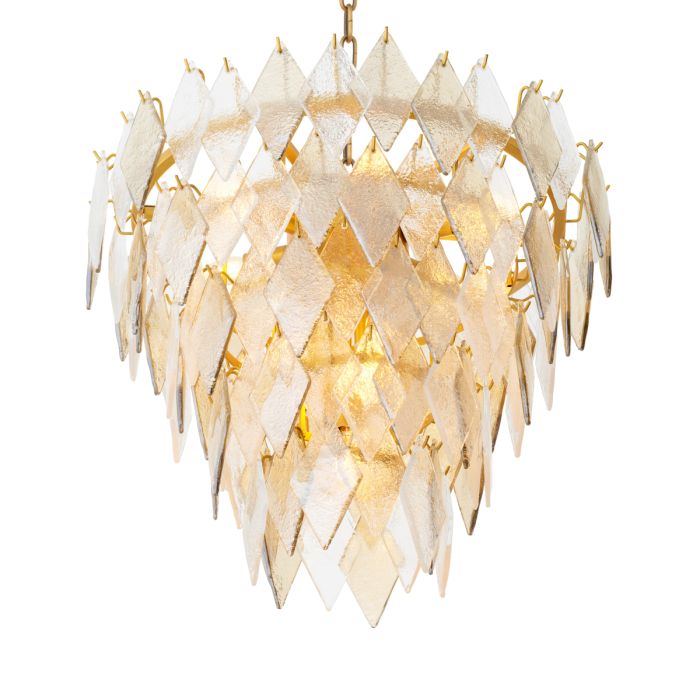 Lustre en laiton et verre soufflé | Eichholtz Rhombus S