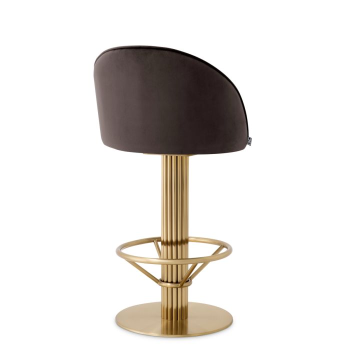 Chaise de comptoir en velours gris | Eichholtz Dorland