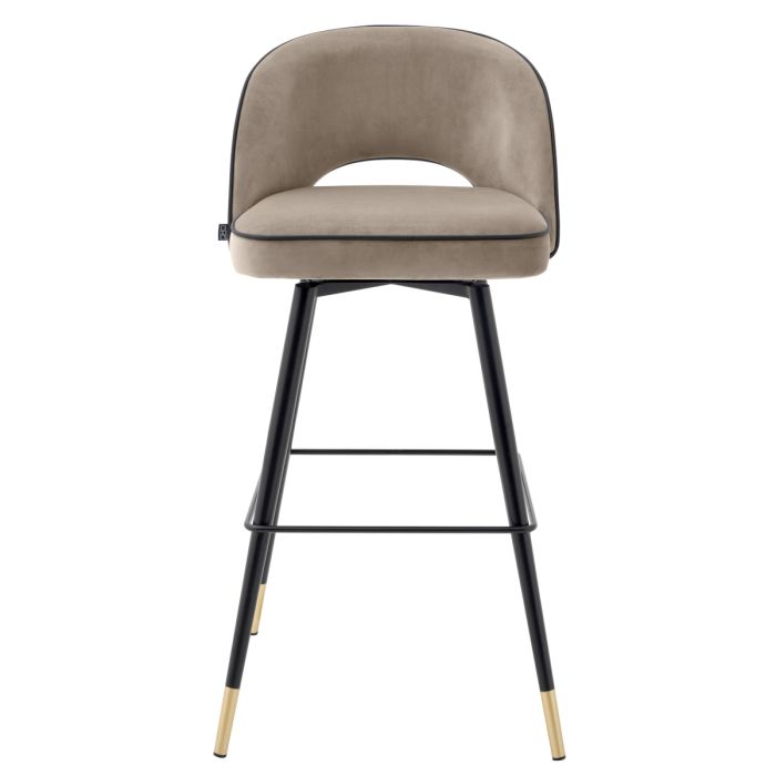 Chaise de bar en velours greige (lot de 2) | Eichholtz Cliff