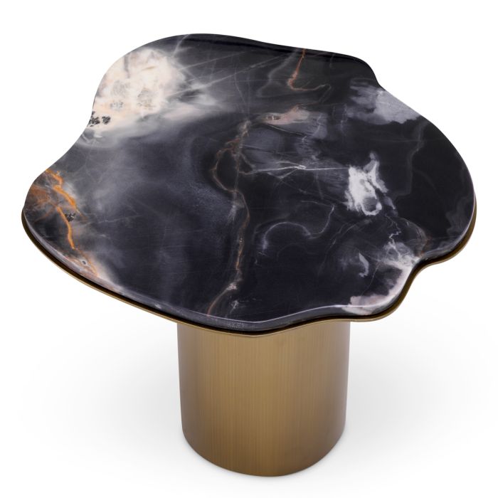Table d'appoint dorée en marbre noir | Eichholtz Shapiro