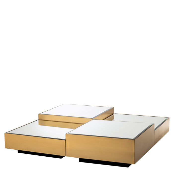 Table basse en laiton brossé et verre miroir (lot de 4) | Eichholtz Espositio