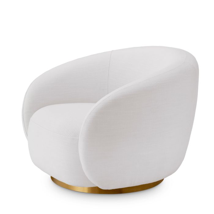 Fauteuil pivotant en tissu blanc | Eichholtz Brice
