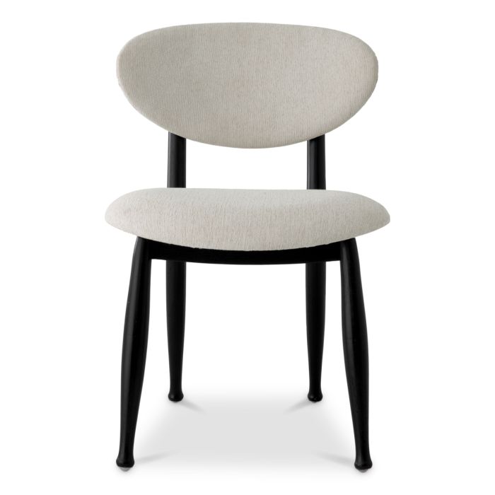 Chaise de salle à manger noire en tissu crème | Eichholtz Allston