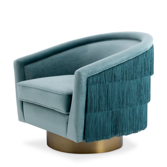 Fauteuil pivotant en velours bleu | Eichholtz Le Vante