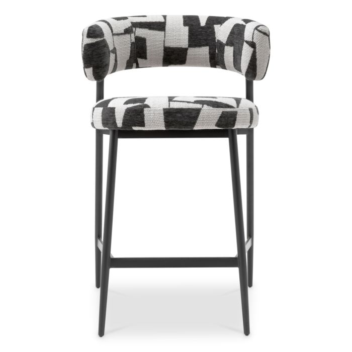Chaise de comptoir en tissu noir et blanc | Eichholtz Folsom