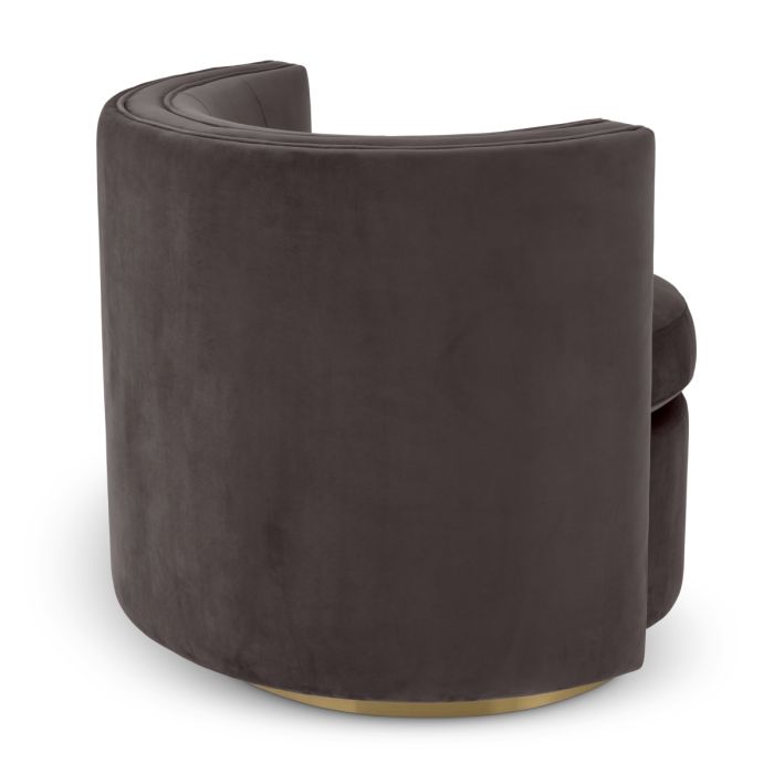 Fauteuil pivotant en velours gris | Eichholtz Amanda