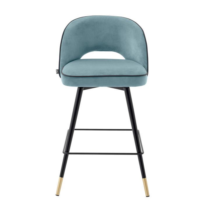 Chaise de comptoir en velours bleu (lot de 2) | Eichholtz Cliff