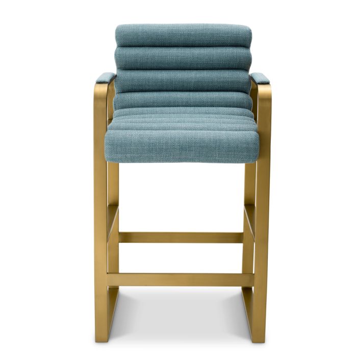 Chaise de comptoir dorée en tissu bleu | Eichholtz Olsean