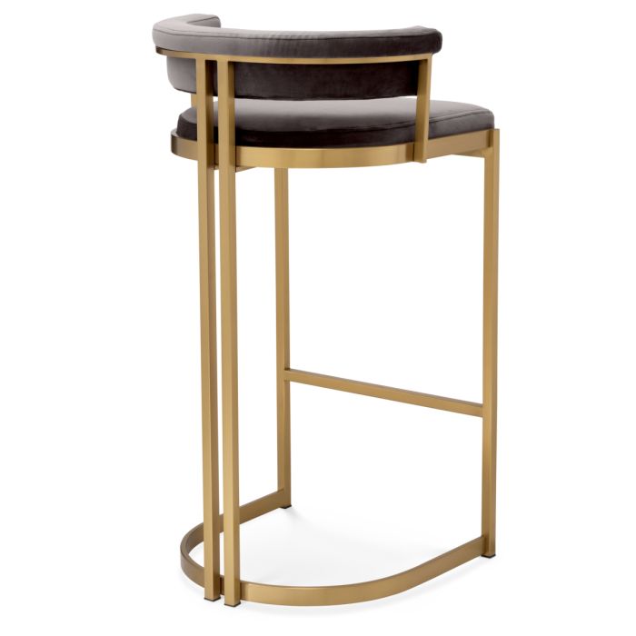Chaise de bar dorée en velours marron | Eichholtz Dante