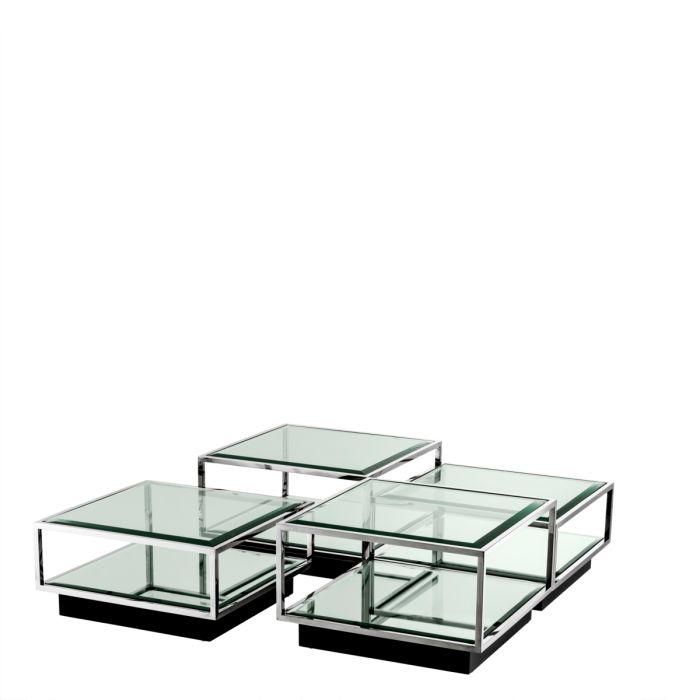 Table basse argentée en verre (lot de 4) | Eichholtz Tortona