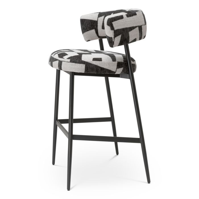 Chaise de bar en tissu noir et blanc | Eichholtz Folsom