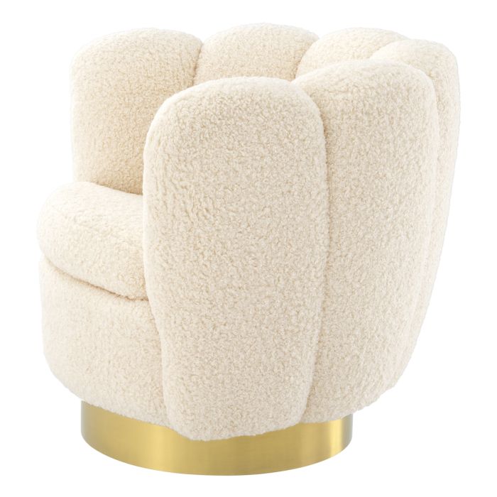Fauteuil pivotant en tissu sherpa blanc | Eichholtz Mirage