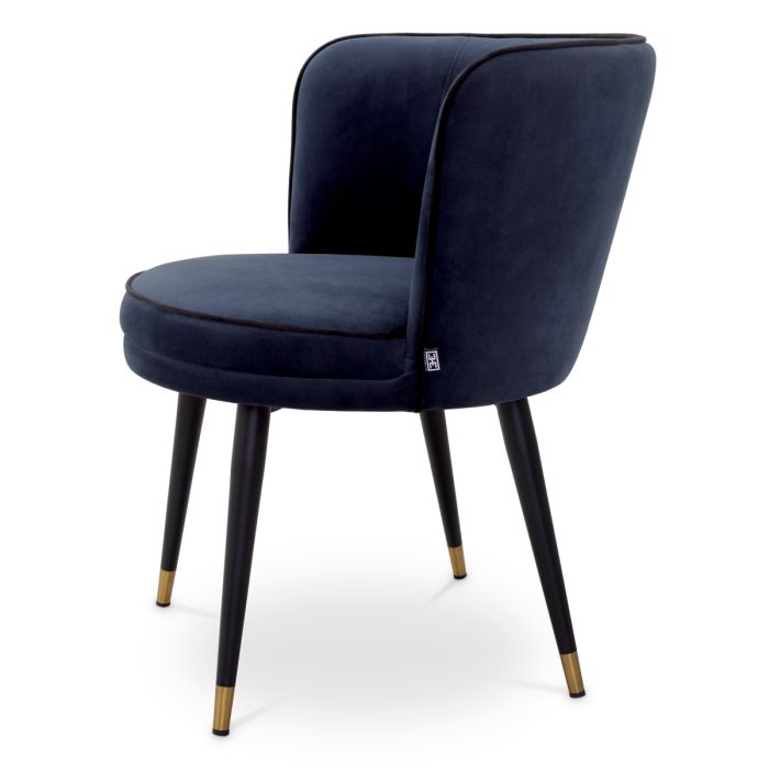Chaise de salle à manger en velours bleu nuit | Eichholtz Grenada