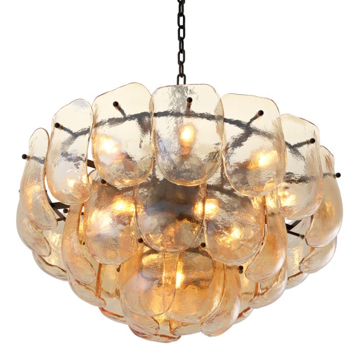 Lustre en bronze et verre champagne | Eichholtz Gustave