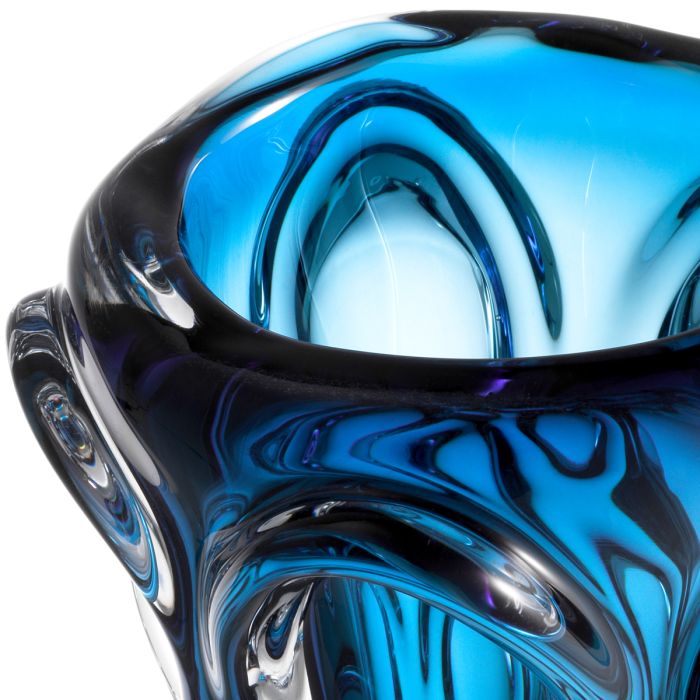 Vase en verre soufflé bleu | Eichholtz Aila S