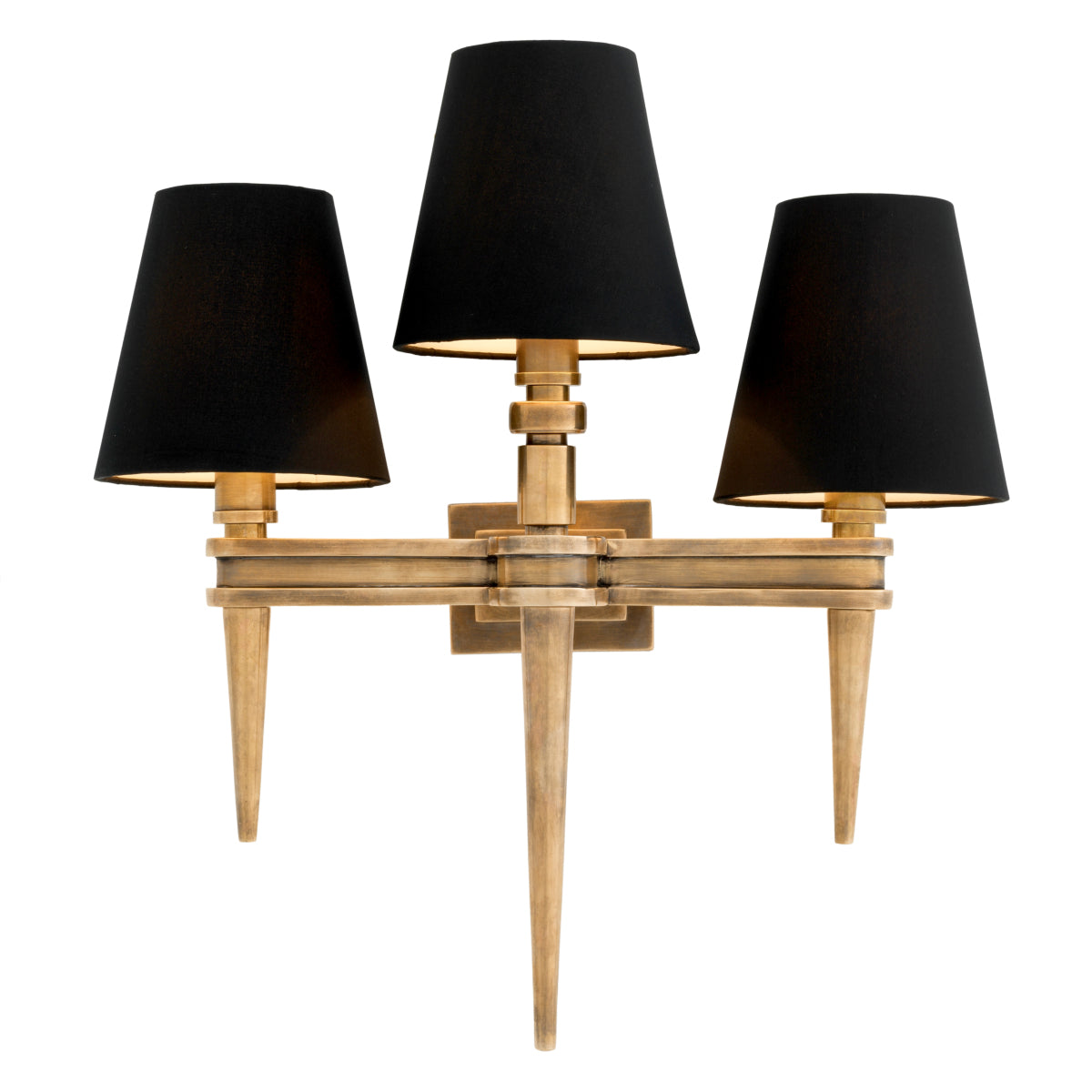 Applique murale en laiton vintage avec abat-jour noirs | Eichholtz Waterloo Triple - vue d'ambiance | REMO-HOME