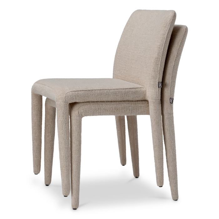 Chaise de salle à manger en tissu blanc cassé (lot de 2) | Eichholtz Leiza