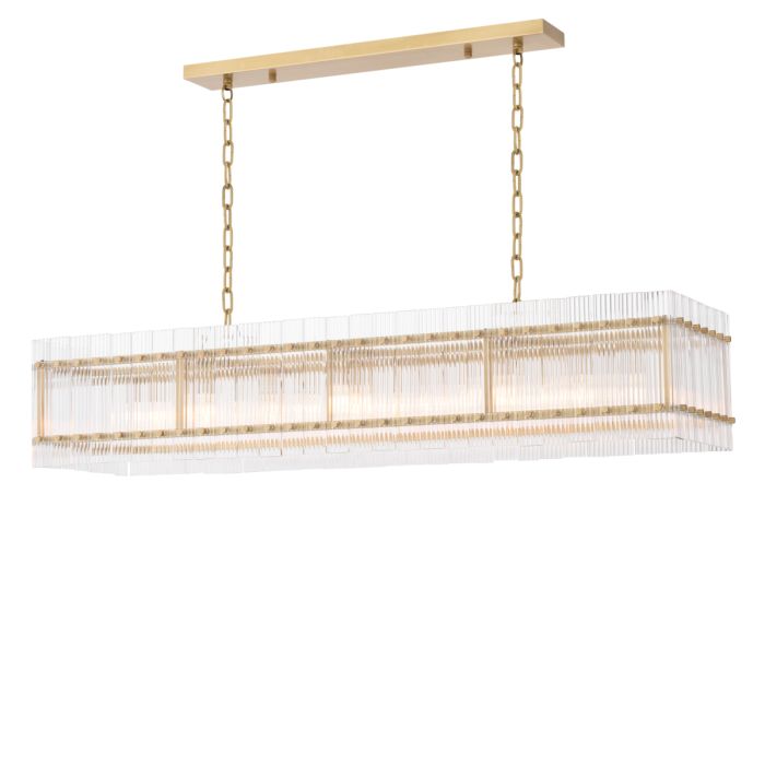 Lustre rectangulaire doré en verre transparent | Eichholtz Ruby