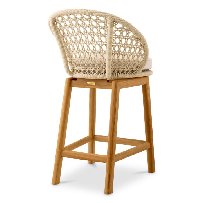 Chaise de comptoir en teck et cordage crème | Eichholtz Trinity