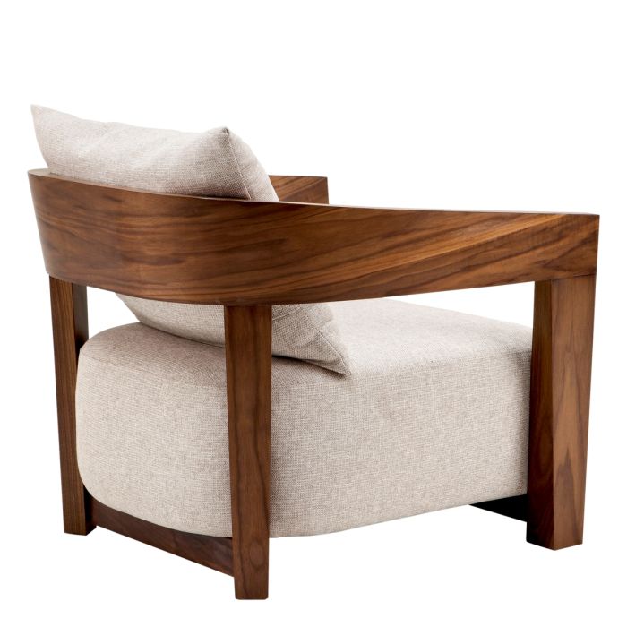 Fauteuil marron en tissu beige | Eichholtz Rubautelli