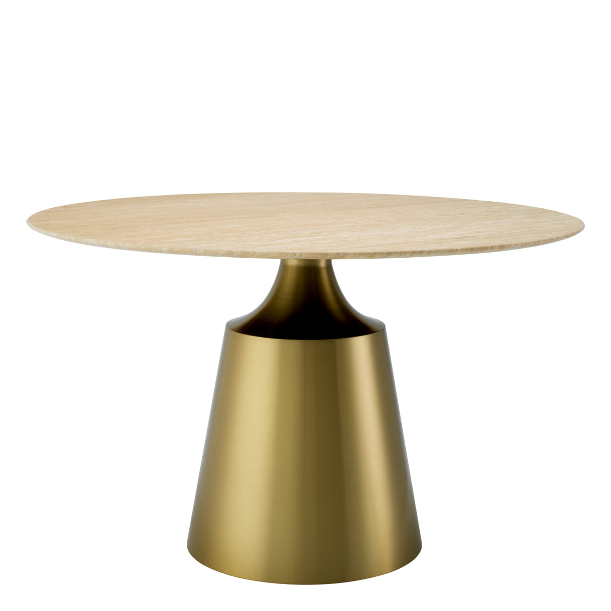 Table de salle à manger en laiton brossé et travertin | Eichholtz Nathan - vue d'ambiance | REMO-HOME