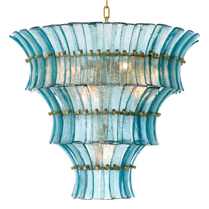 Lustre doré en verre bleu | Eichholtz Toscano