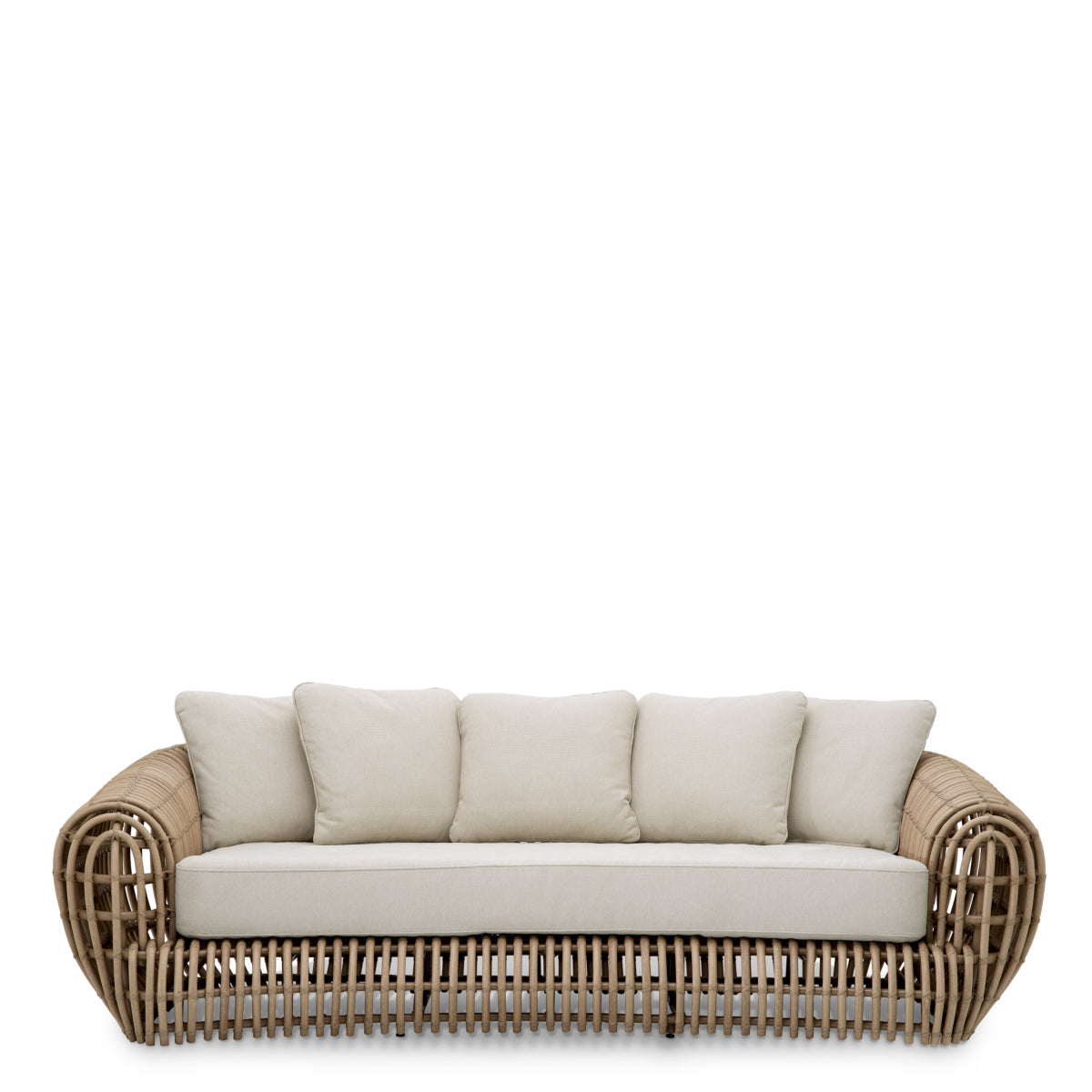 Sofa d'extérieur en faux rotin sable violé | Eichholtz Siderno - vue d'ambiance | REMO-HOME