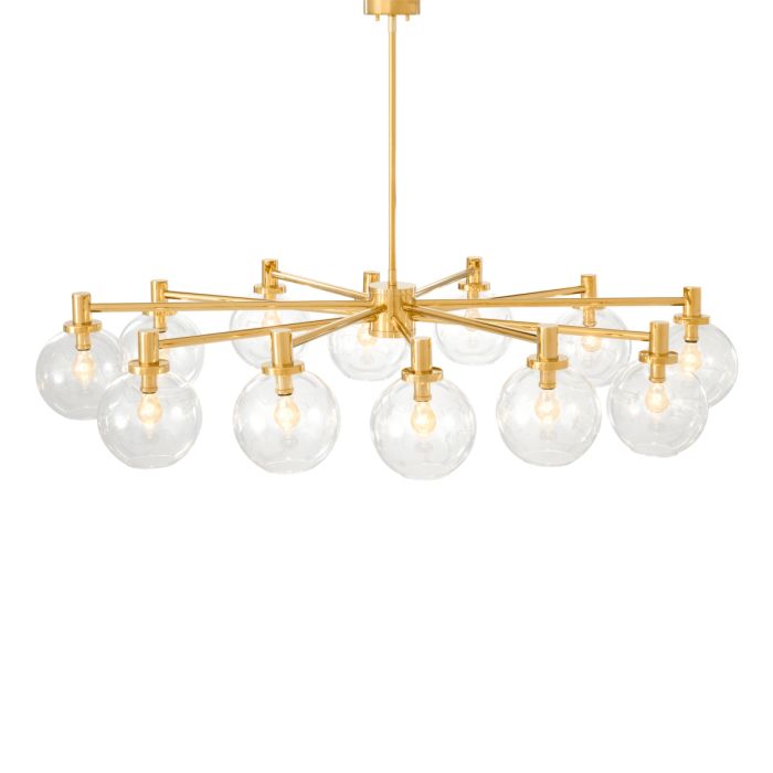 Lustre doré en verre transparent | Eichholtz Selva