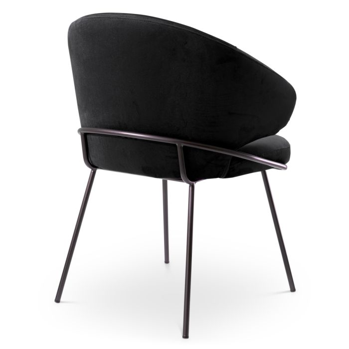 Chaise de salle à manger en veloirs noir | Eichholtz Kinley