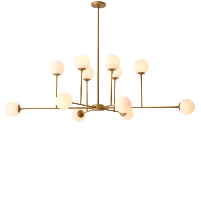 Lustre doré en verre blanc | Eichholtz Aram