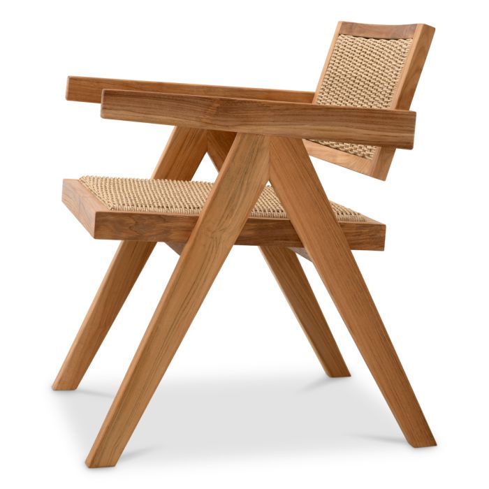 Chaise extérieure en teck et tissage marron | Eichholtz Kristo