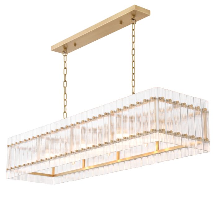 Lustre rectangulaire doré en verre transparent | Eichholtz Ruby