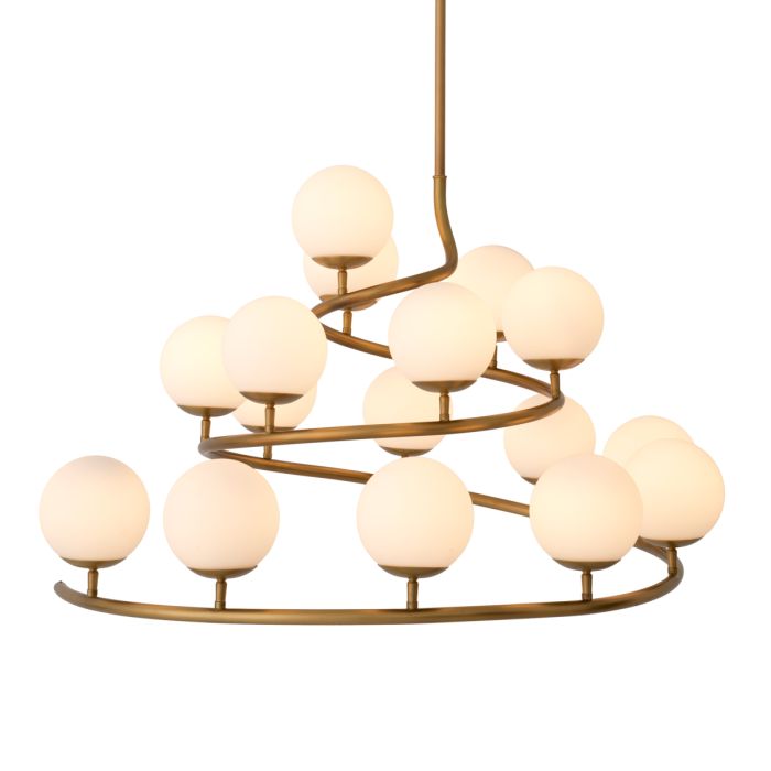 Lustre doré en verre blanc | Eichholtz Brissac
