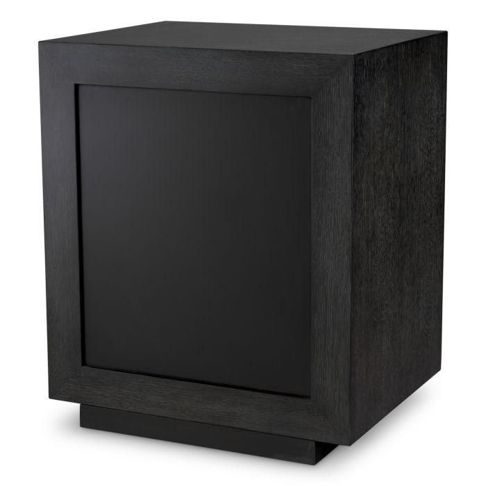 Table de chevet en chêne gris anthracite et verre miroir | Eichholtz Bogart