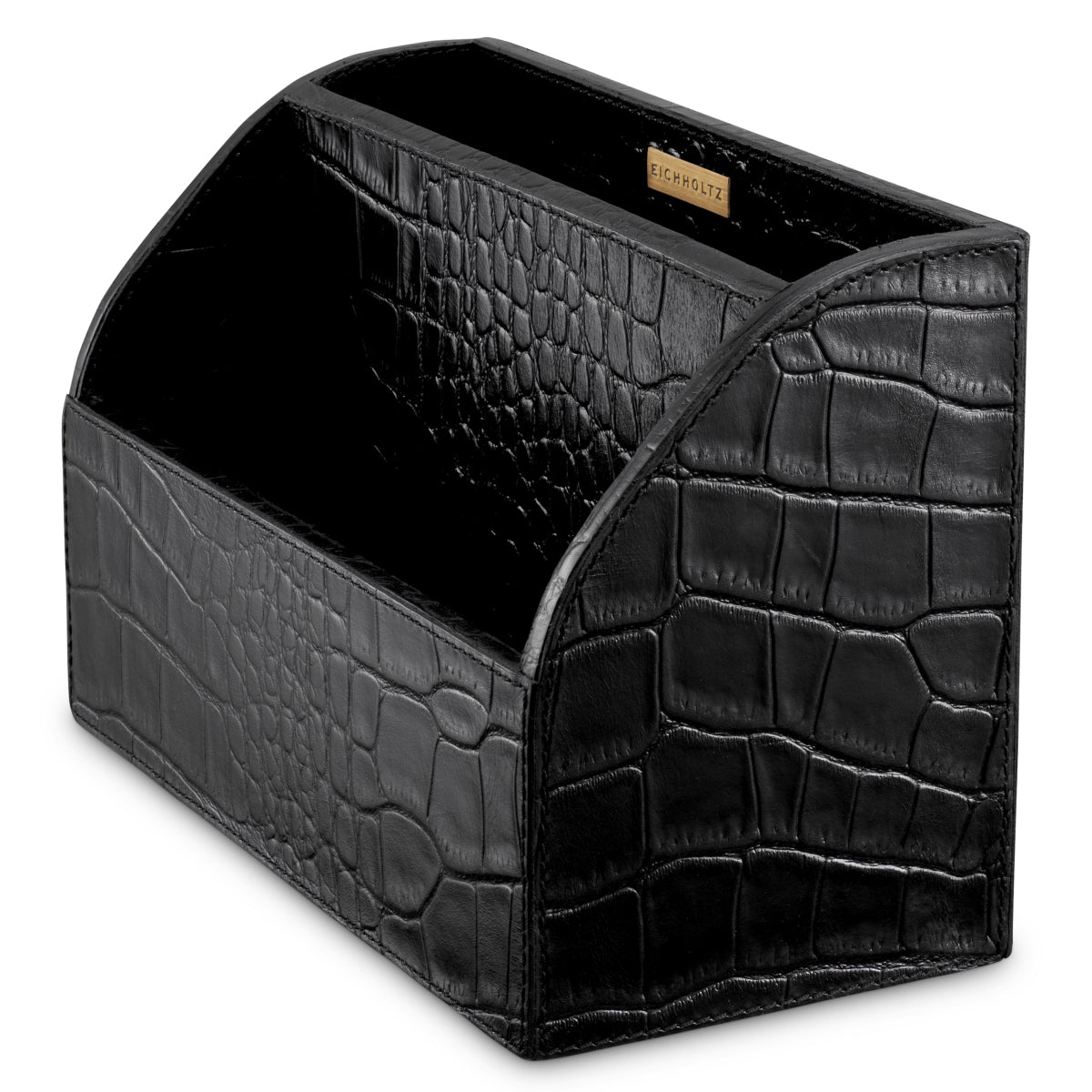 Ensemble de bureau en cuir noir gaufré crocodile | Eichholtz Scaleo - vue d'ambiance | REMO-HOME