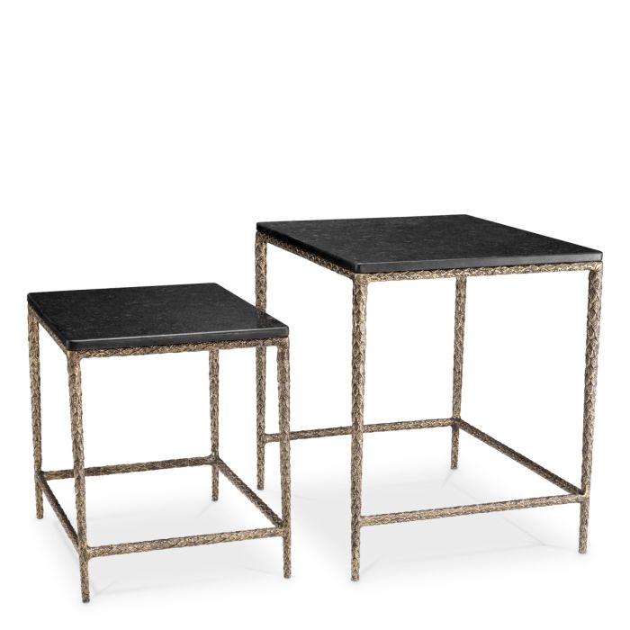 Table d'appoint dorée en granit noir (lot de 2) | Eichholtz Ferndale