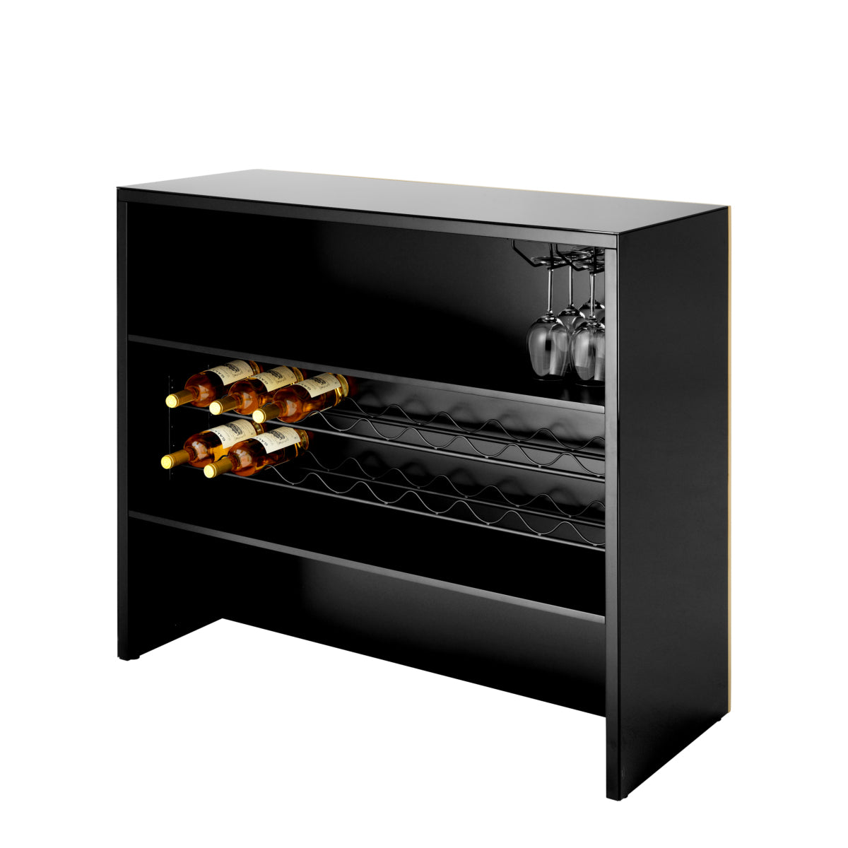 Bar en finition dorée et verre noir | Eichholtz Grimaldi - vue d'ambiance | REMO-HOME