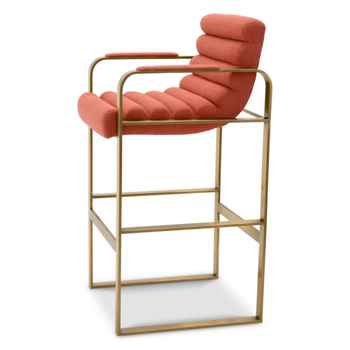 Chaise de bar dorée en tissu orange | Eichholtz Olsean