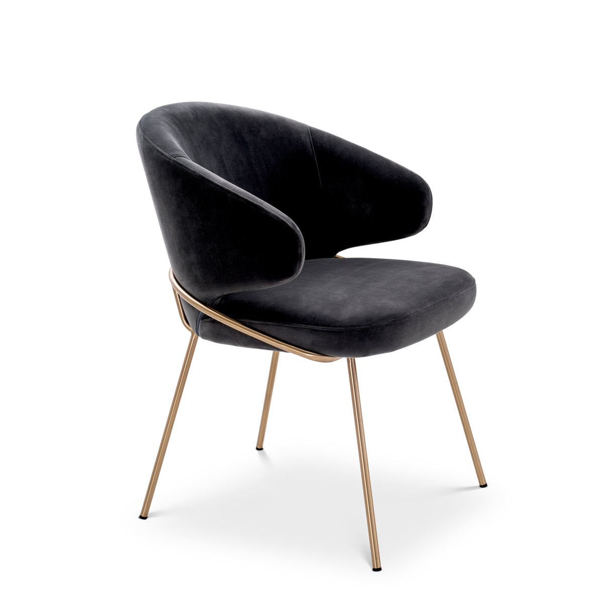 Chaise de salle à manger en velours gris foncé Savona | Eichholtz Kinley - vue d'ambiance | REMO-HOME